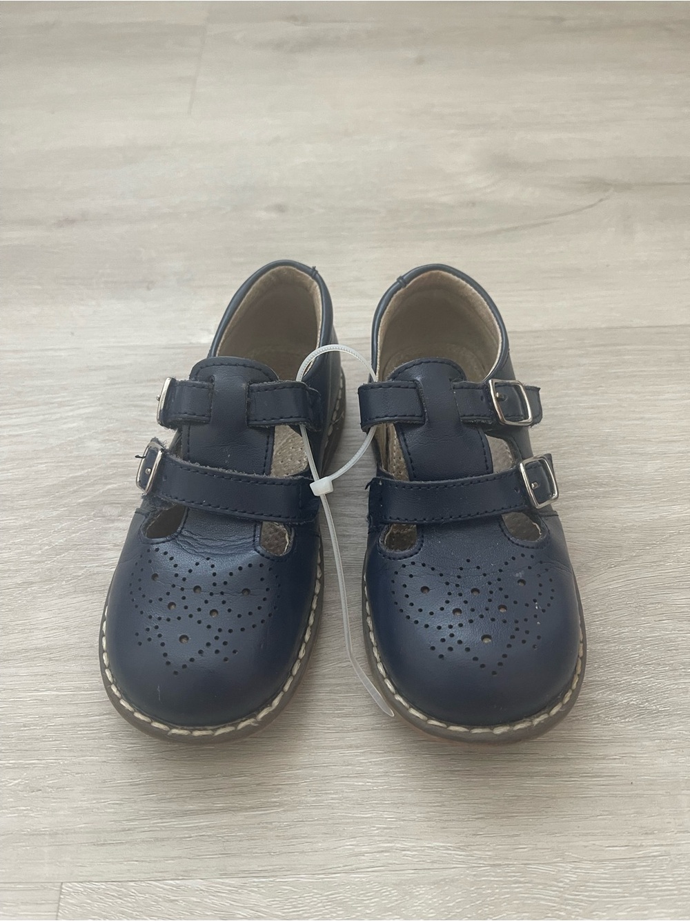 L'Amour Navy Double-Buckle Mary Jane Kids Dress Shoes